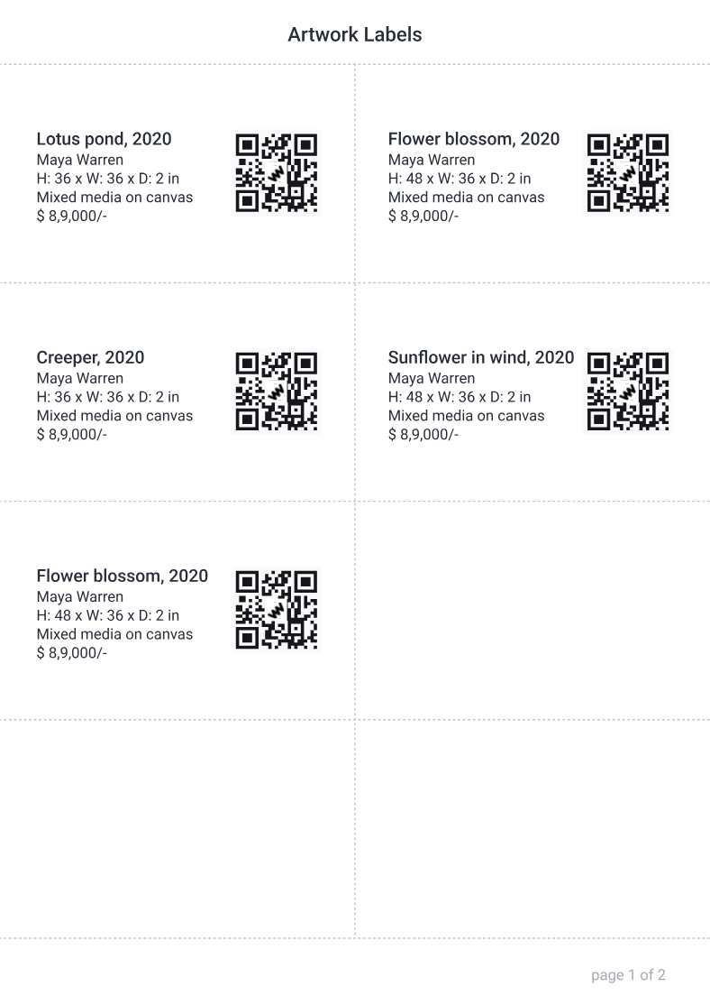 Artwork Labels