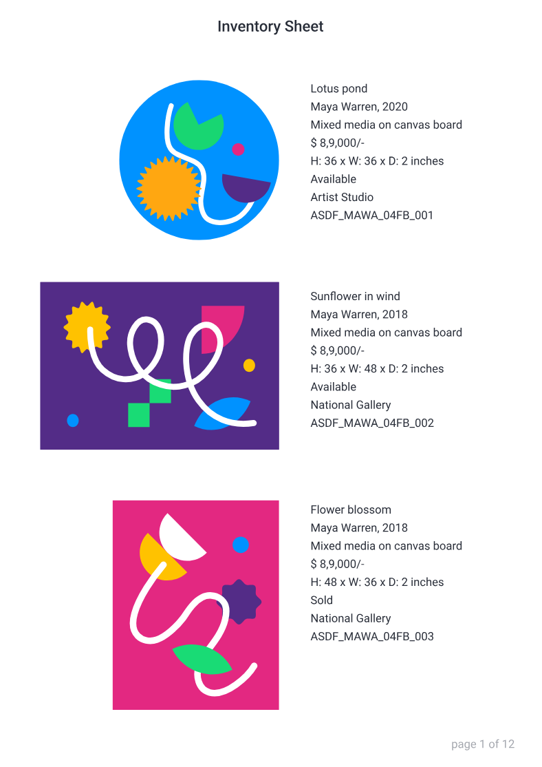 Inventory Sheet